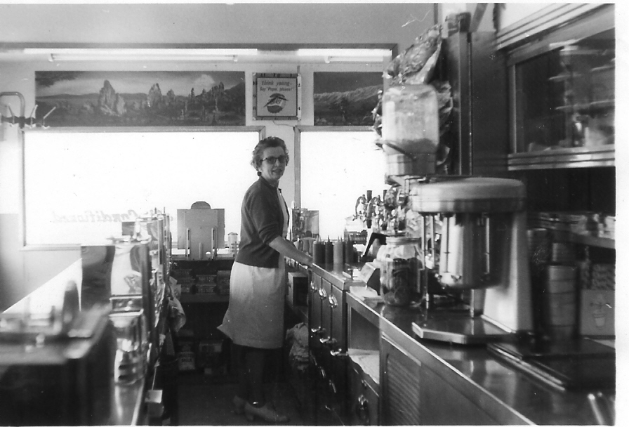 Grandma at her diner, Moody's Drive-In